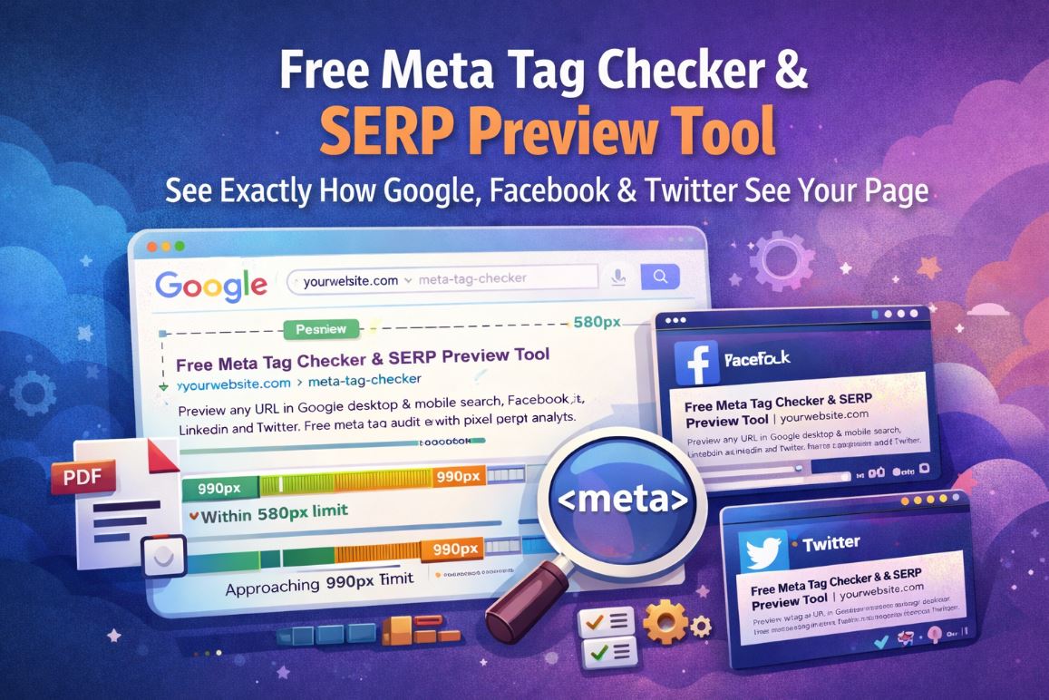 Free Meta Tag Checker & SERP Preview Tool for Google, Facebook, LinkedIn and X